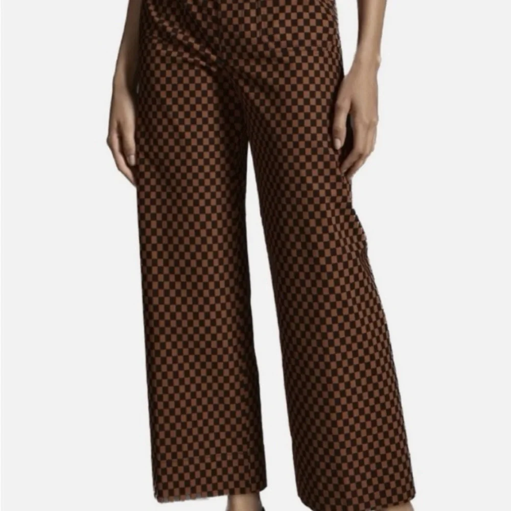 Maeve Brown Checkered Wide Leg Pants - Picture 1 of 4